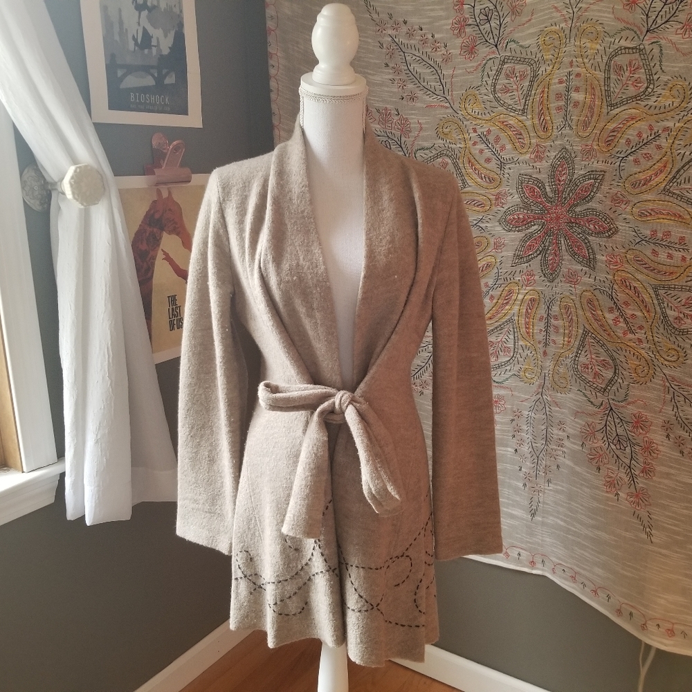 Anthropologie Rosie Neira Embroidered Sweater Coat
